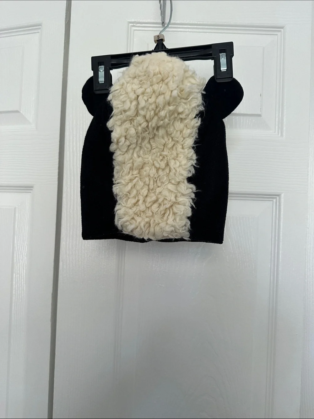 The Children's Place Black Plush Animal Romper with Cream Belly and Red Bow